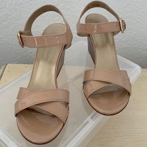 Stuart Weitzman, patent leather, wedge sandals